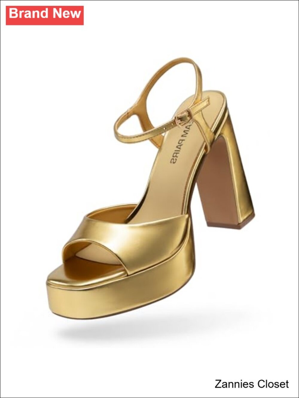 ✨DREAM PAIRS Platform High Heels Block Heel Square Toe Faux Leather Wedding